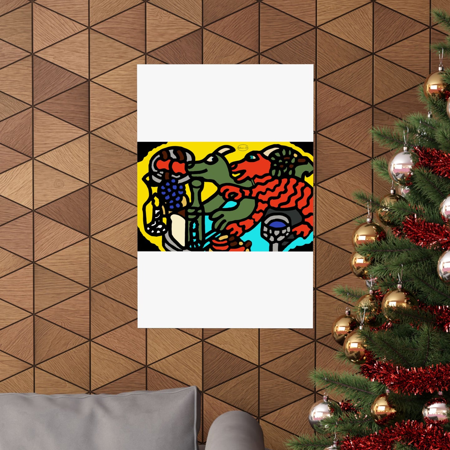 Two dragons enjoying a feast together Matte Poster Vertical (Large)