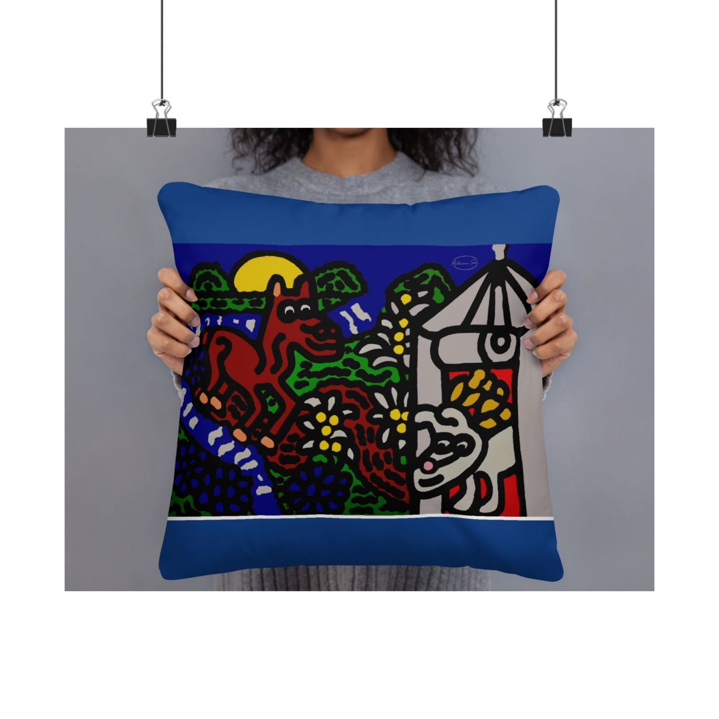 Bunny welcoming a friendly horse on his journey Matte Poster Horizontal (Small)
