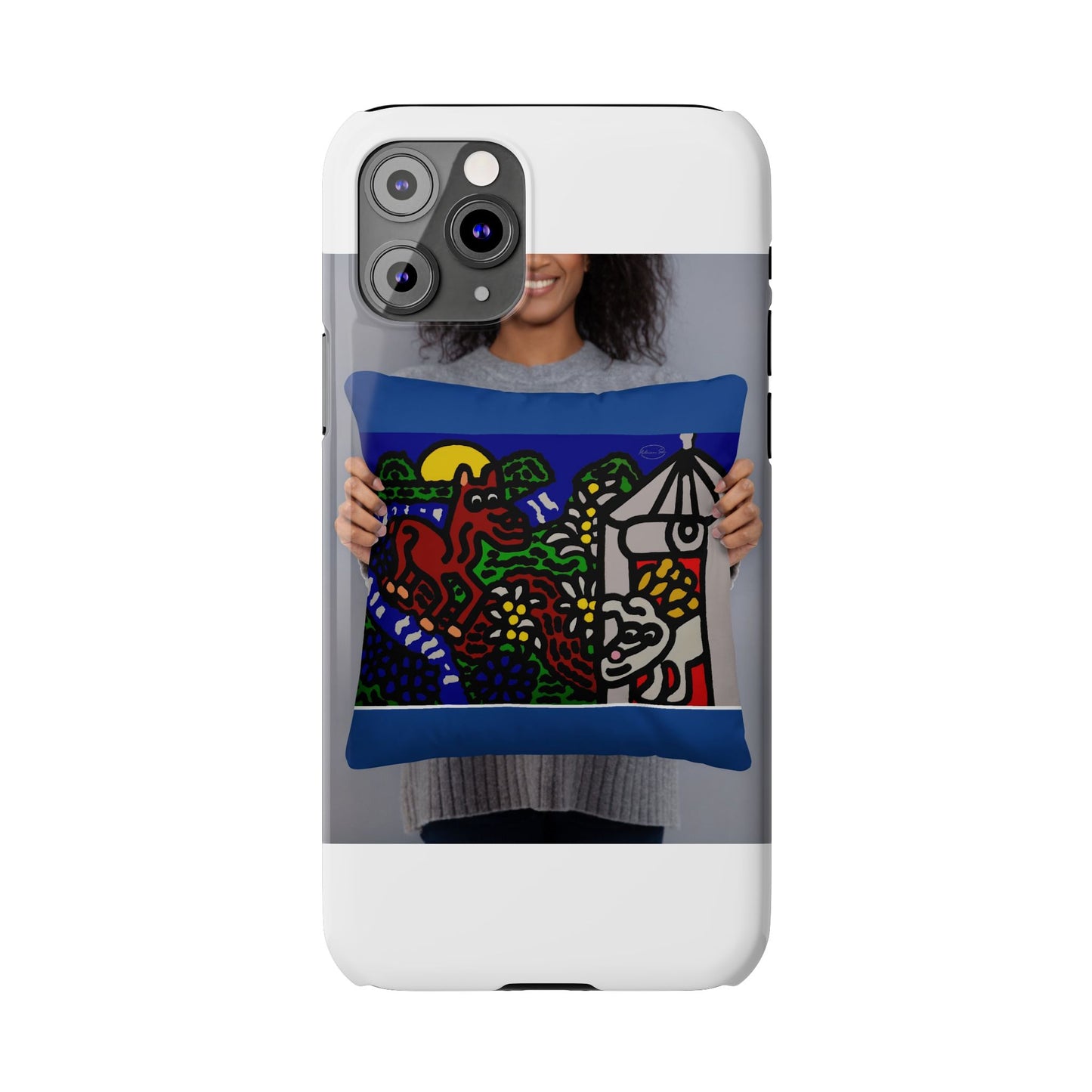 Bunny welcoming a friendly horse on his journey Slim Phone Case