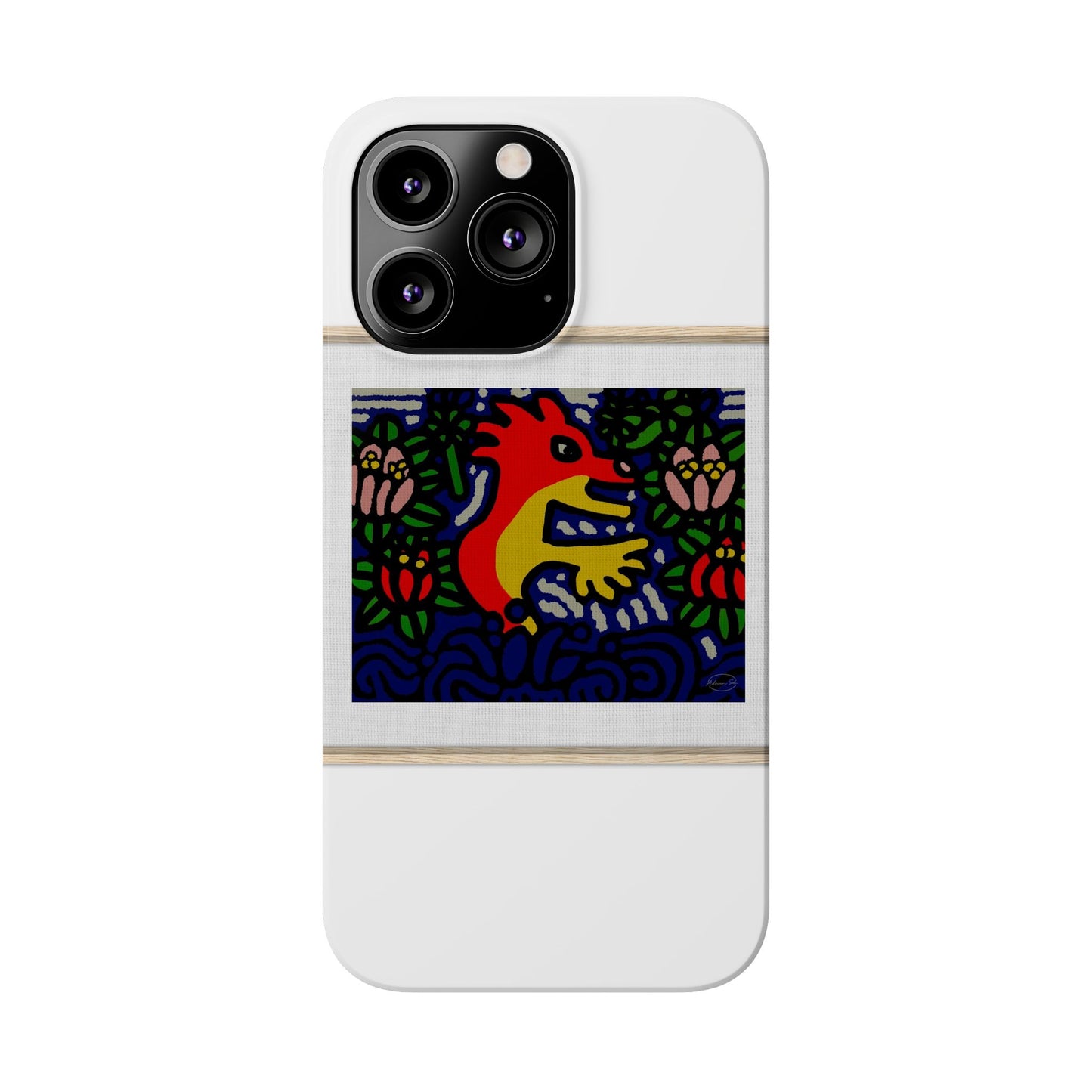 Breaking through the surface of a lotus pond Slim Phone Case
