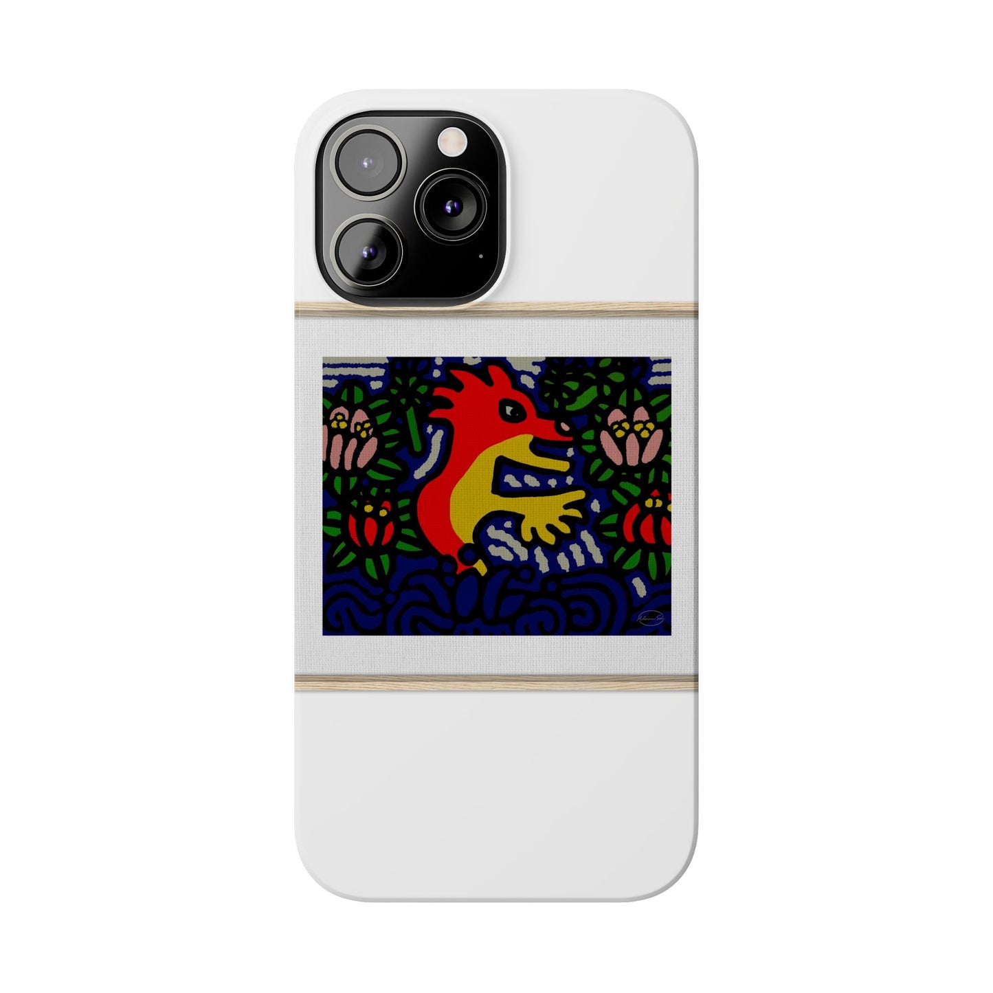 Breaking through the surface of a lotus pond Slim Phone Case