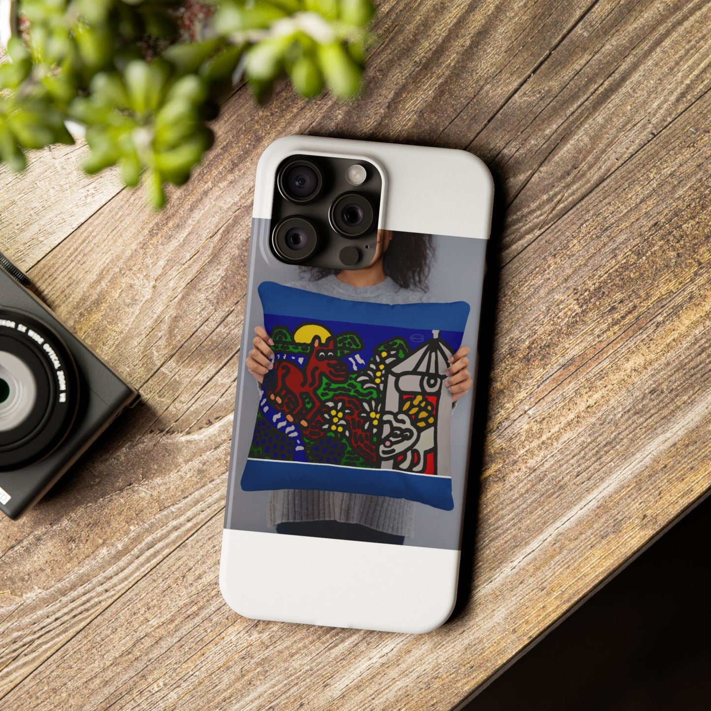 Bunny welcoming a friendly horse on his journey Slim Phone Case