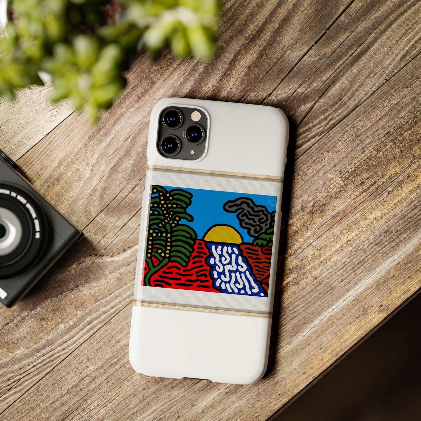 The river that joins the Australian wattle and Lebanese cedar tree in friendship Slim Phone Case
