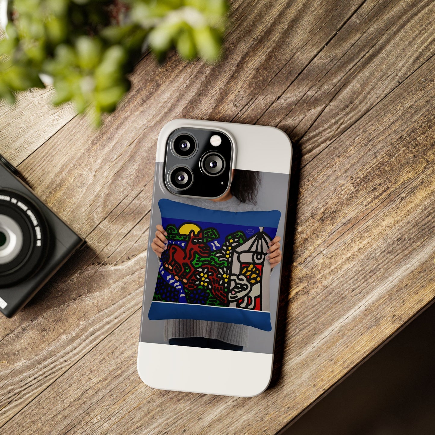 Bunny welcoming a friendly horse on his journey Slim Phone Case
