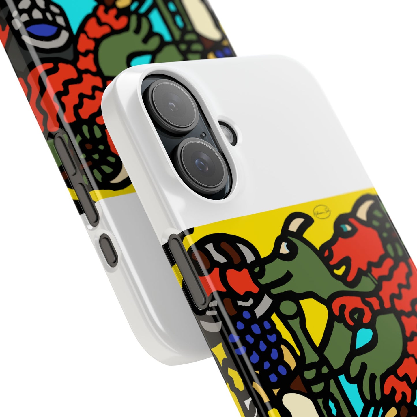 Two dragons enjoying a feast together Slim Phone Case