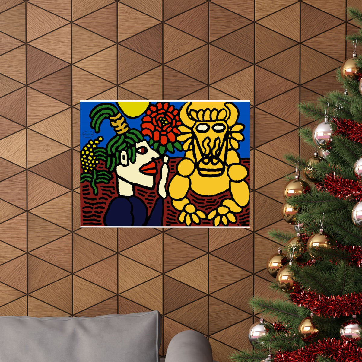 The warrior hailing the mighty golden dragon Matte Poster Horizontal (Large)