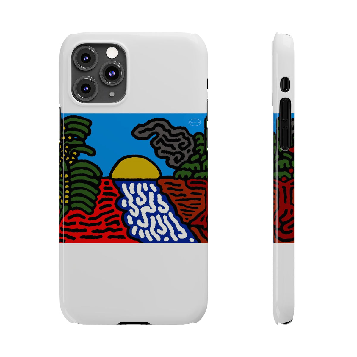 The river that joins the Australian wattle and Lebanese cedar tree in friendship Slim Phone Case