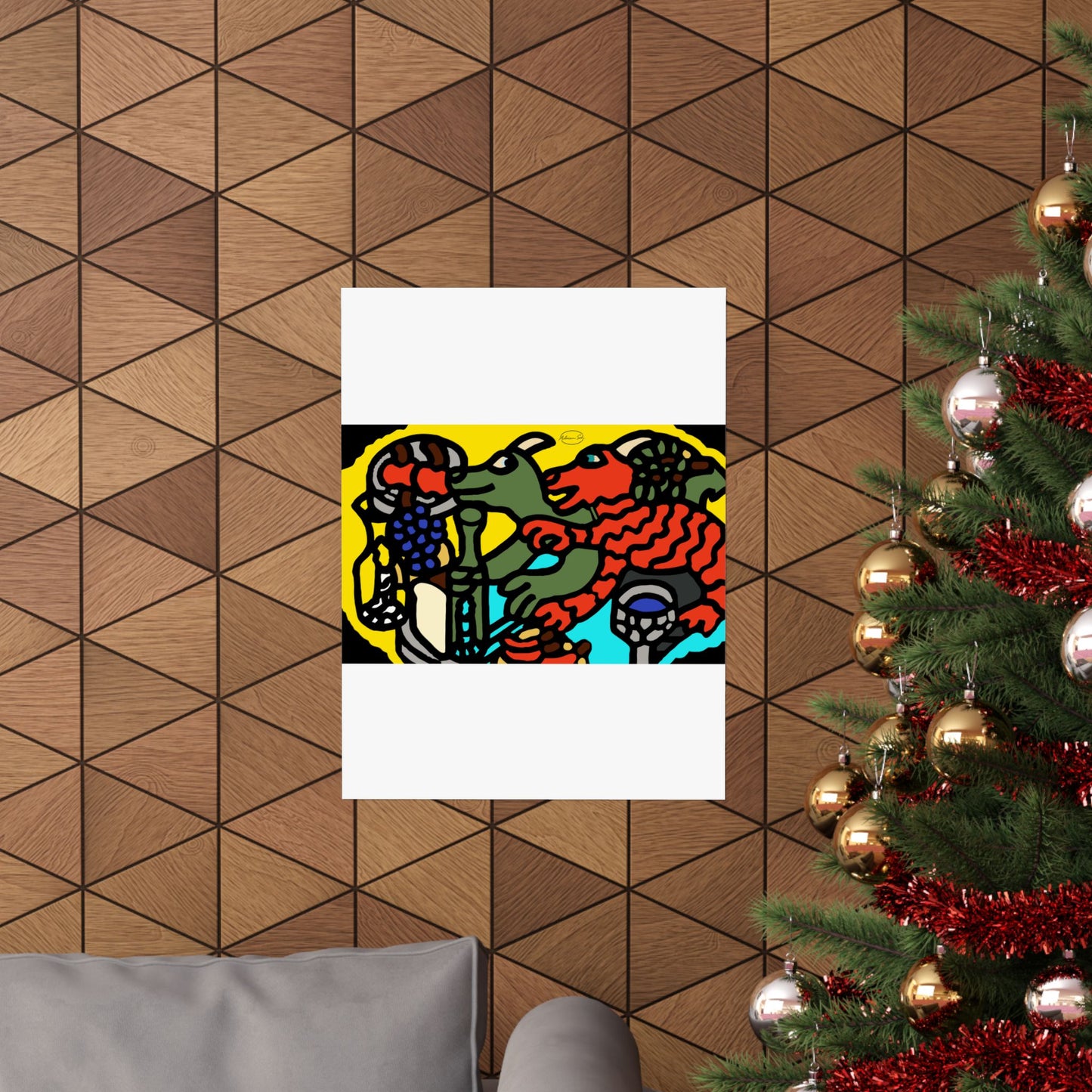 Two dragons enjoying a feast together Matte Poster Vertical (Large)