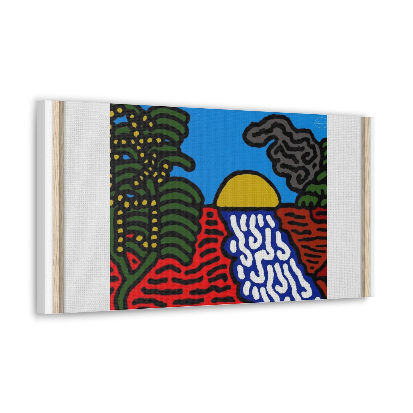 The river that joins the Australian wattle and Lebanese cedar tree in friendship Canvas (Large)