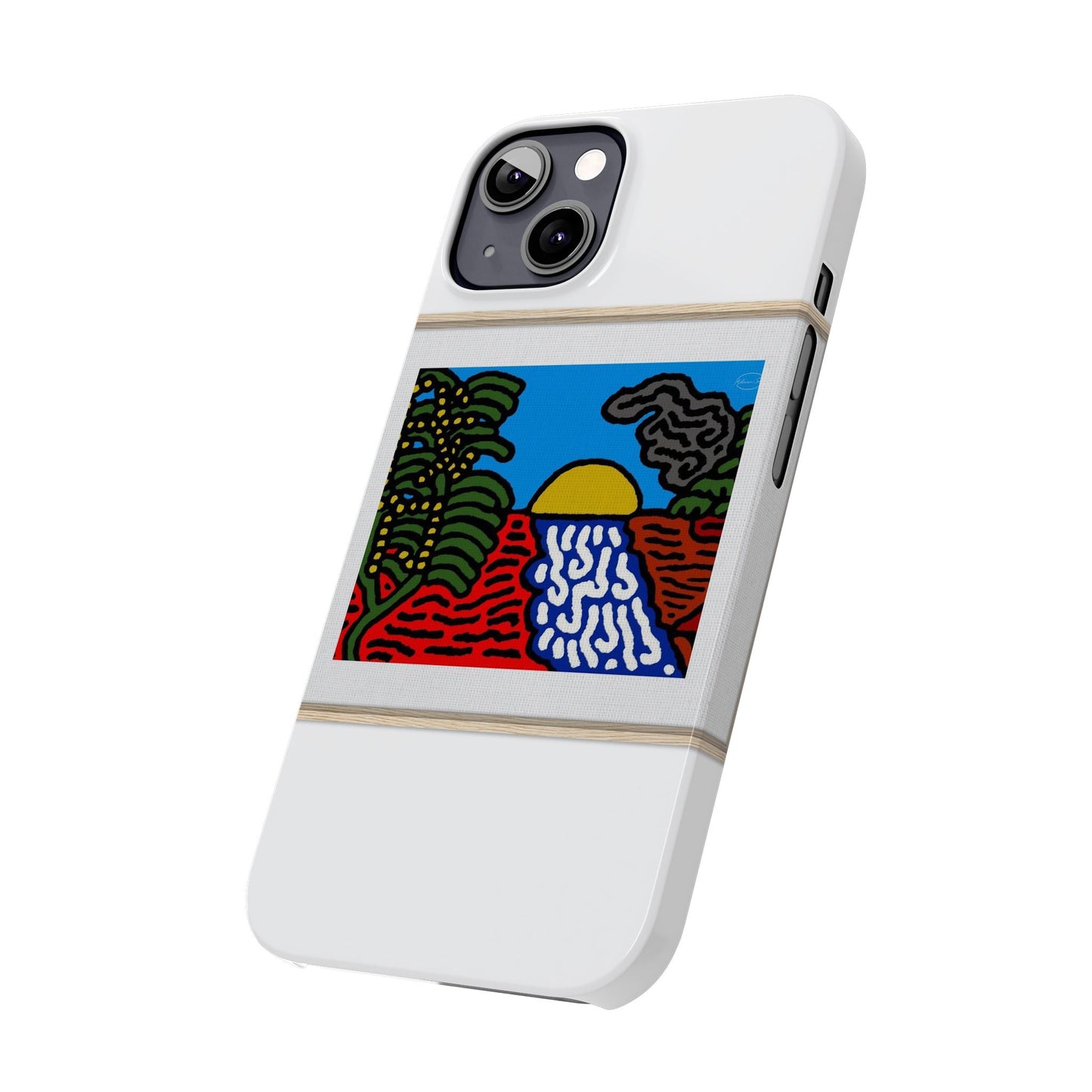 The river that joins the Australian wattle and Lebanese cedar tree in friendship Slim Phone Case