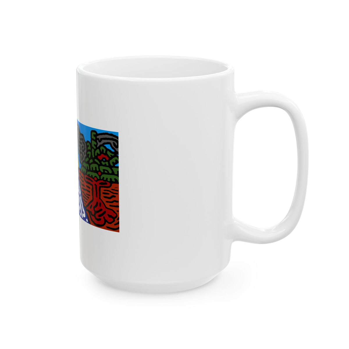 The river that joins the Australian wattle and Lebanese cedar tree in friendship Ceramic Mug
