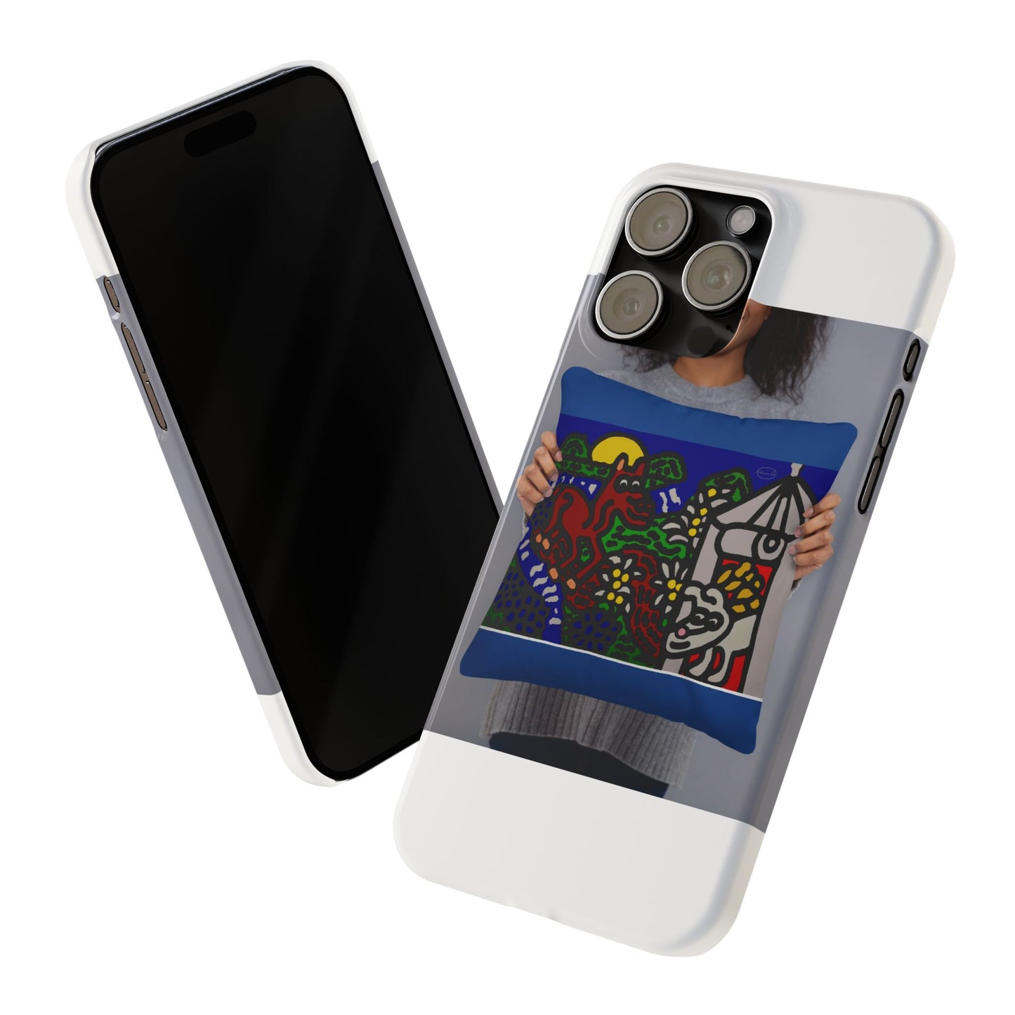 Bunny welcoming a friendly horse on his journey Slim Phone Case