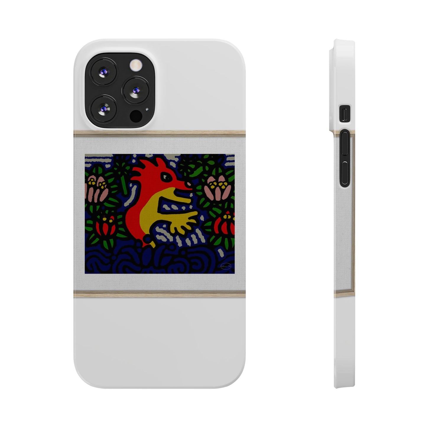 Breaking through the surface of a lotus pond Slim Phone Case