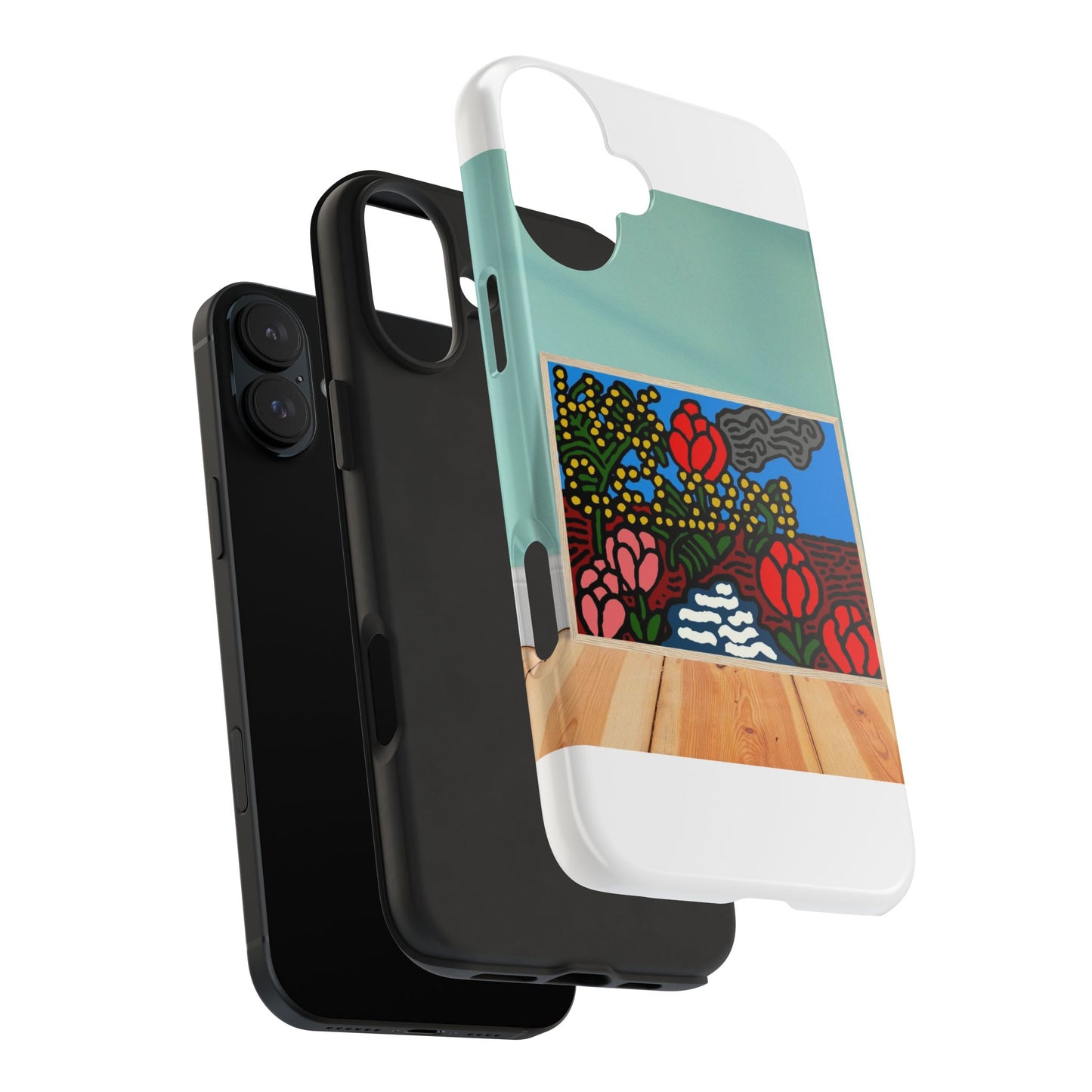A field of tulips next to a wattle Tough Phone Case