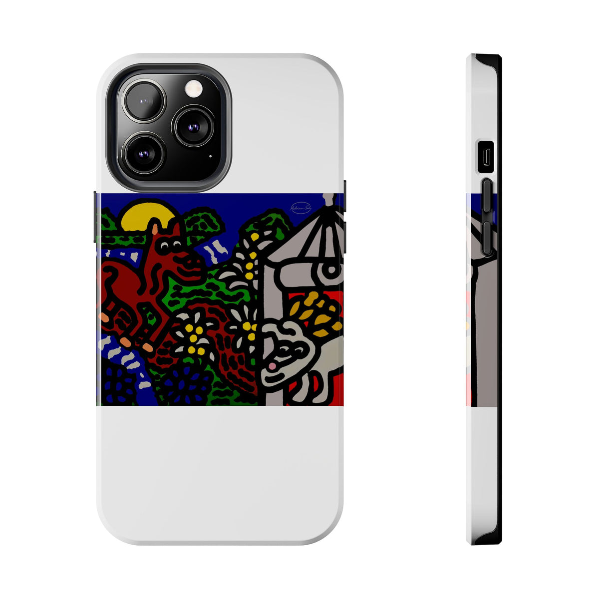 Bunny welcoming a friendly horse on his journey Tough Phone Case