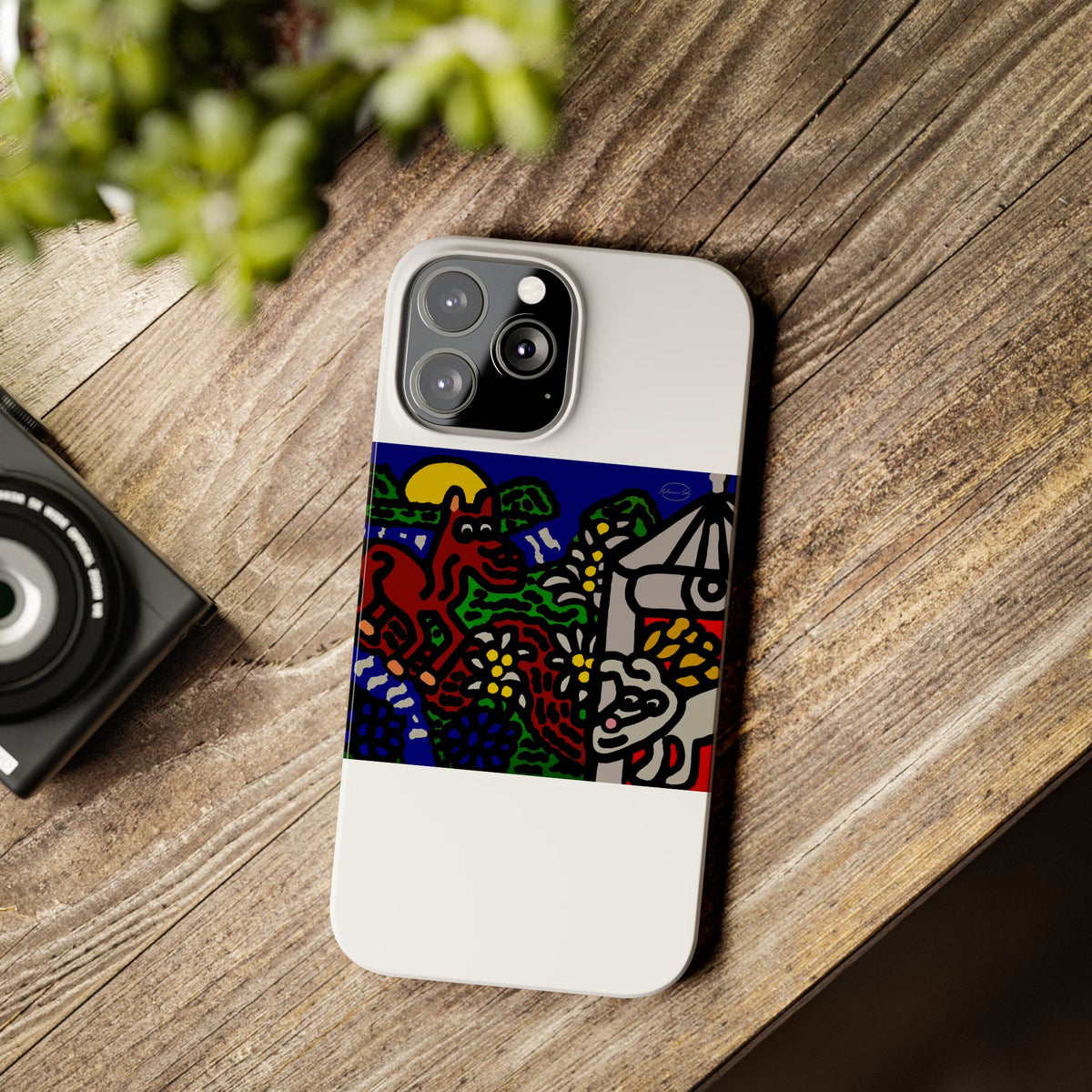 Bunny welcoming a friendly horse on his journey Slim Phone Case