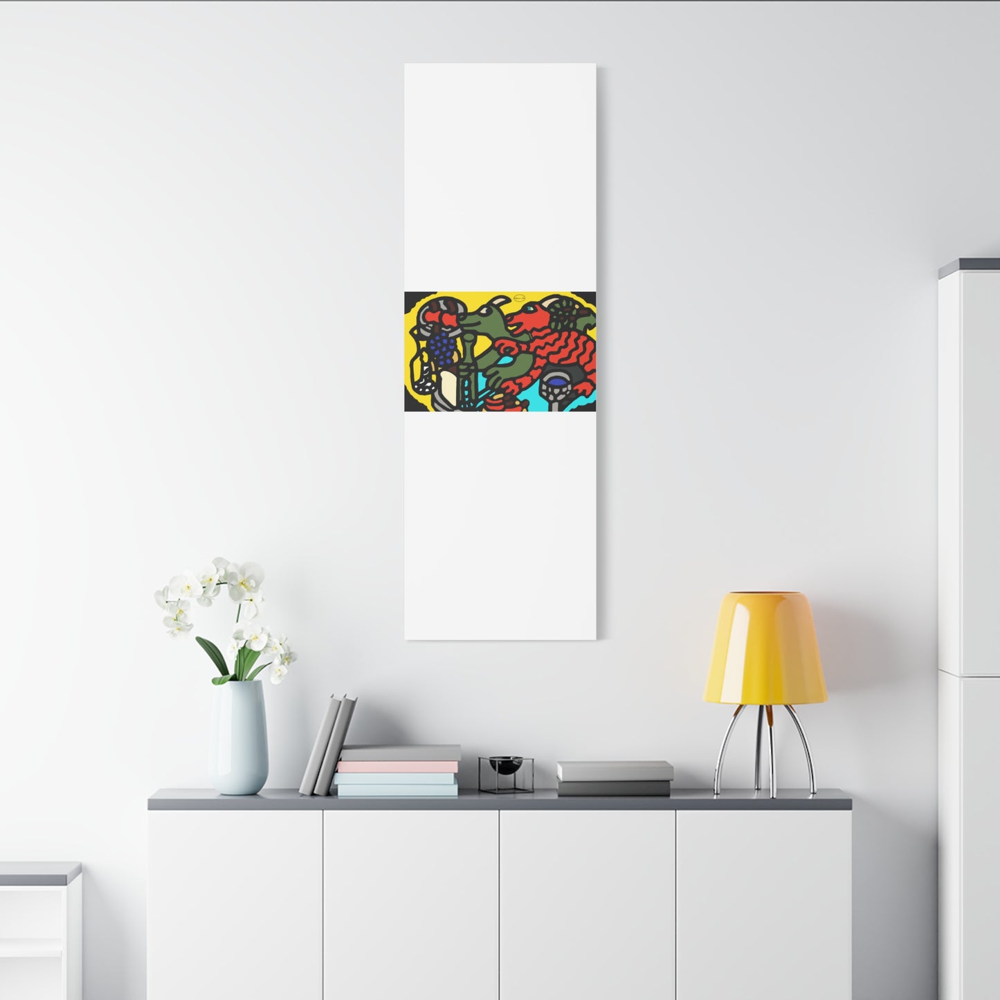 Two dragons enjoying a feast together Canvas (Large)