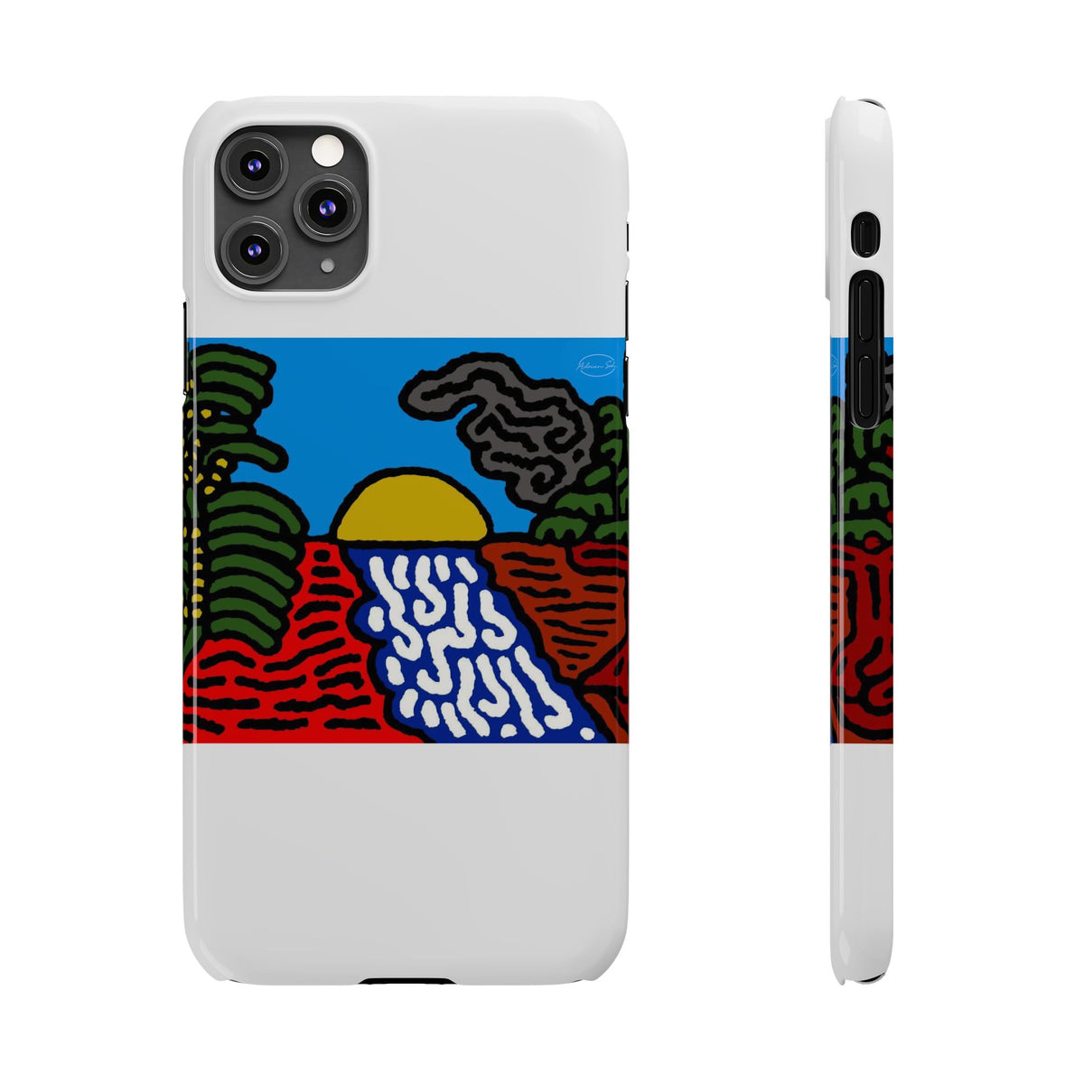 The river that joins the Australian wattle and Lebanese cedar tree in friendship Slim Phone Case