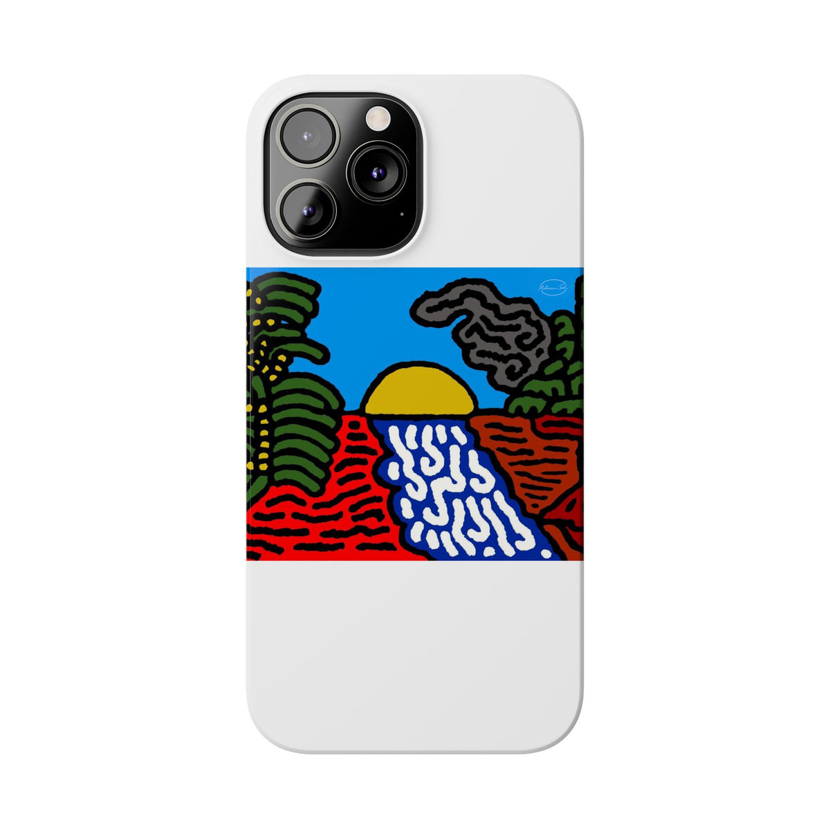 The river that joins the Australian wattle and Lebanese cedar tree in friendship Slim Phone Case