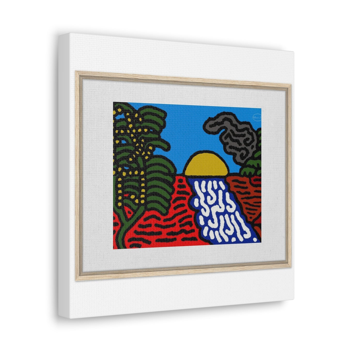 The river that joins the Australian wattle and Lebanese cedar tree in friendship Canvas (Small)