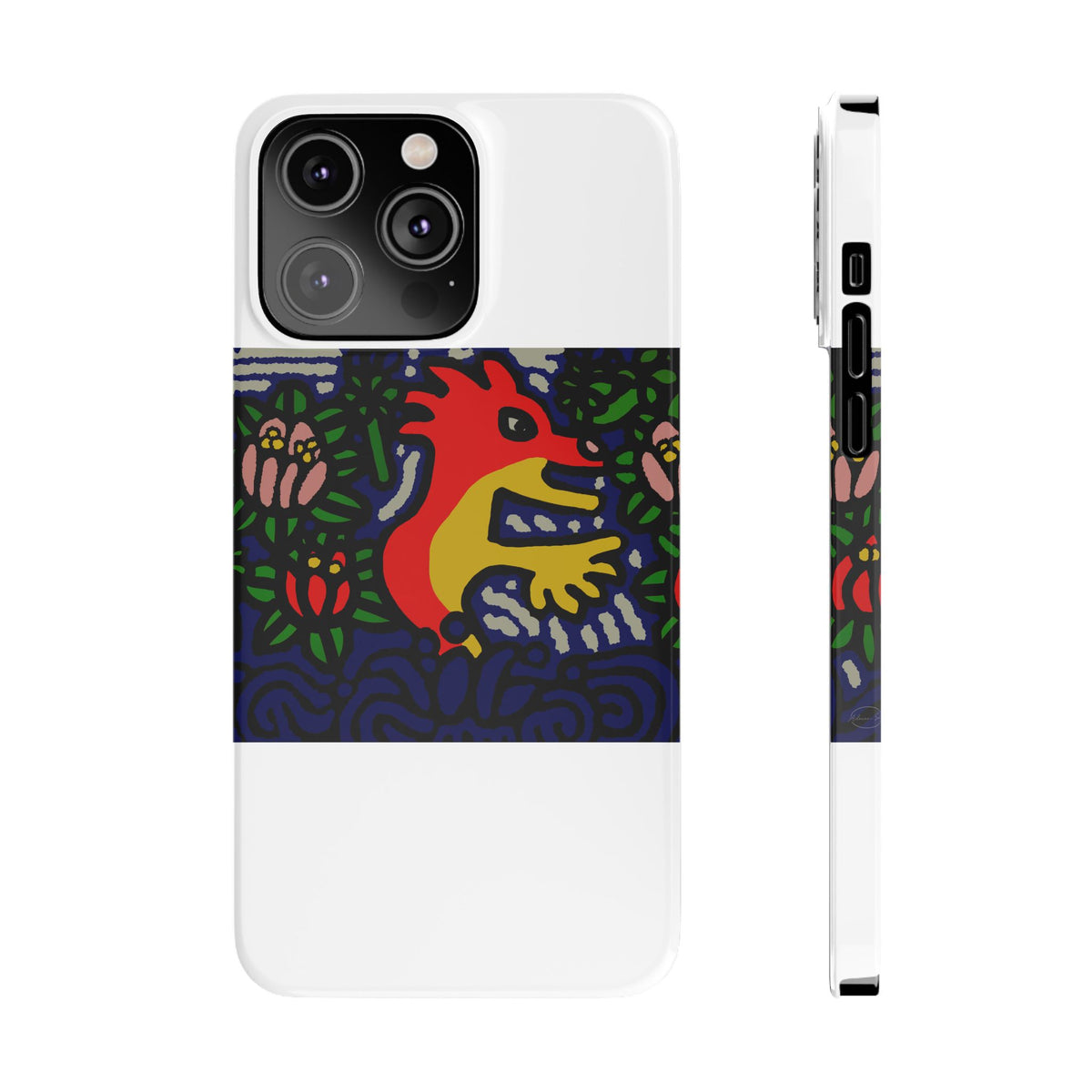 Breaking through the surface of a lotus pond Slim Phone Case