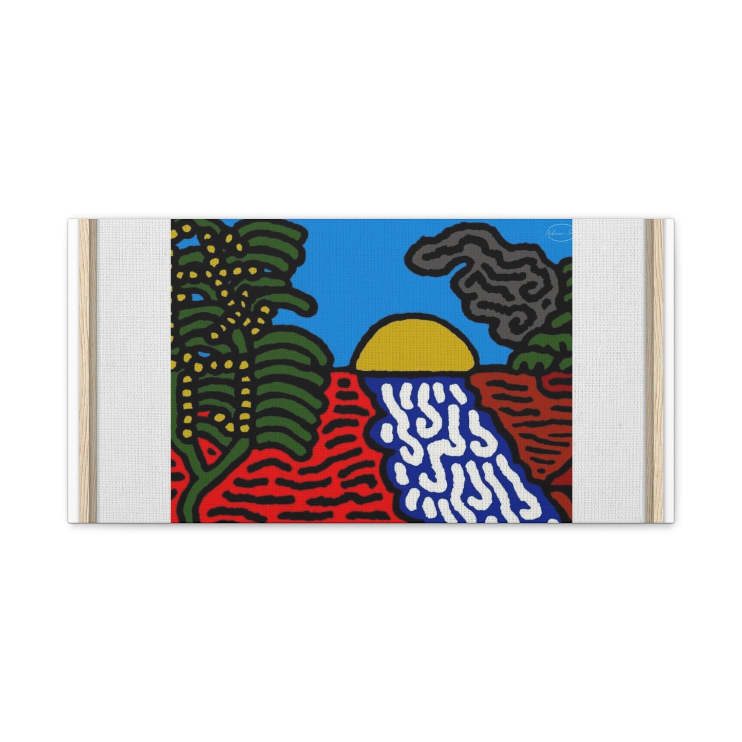 The river that joins the Australian wattle and Lebanese cedar tree in friendship Canvas (Large)