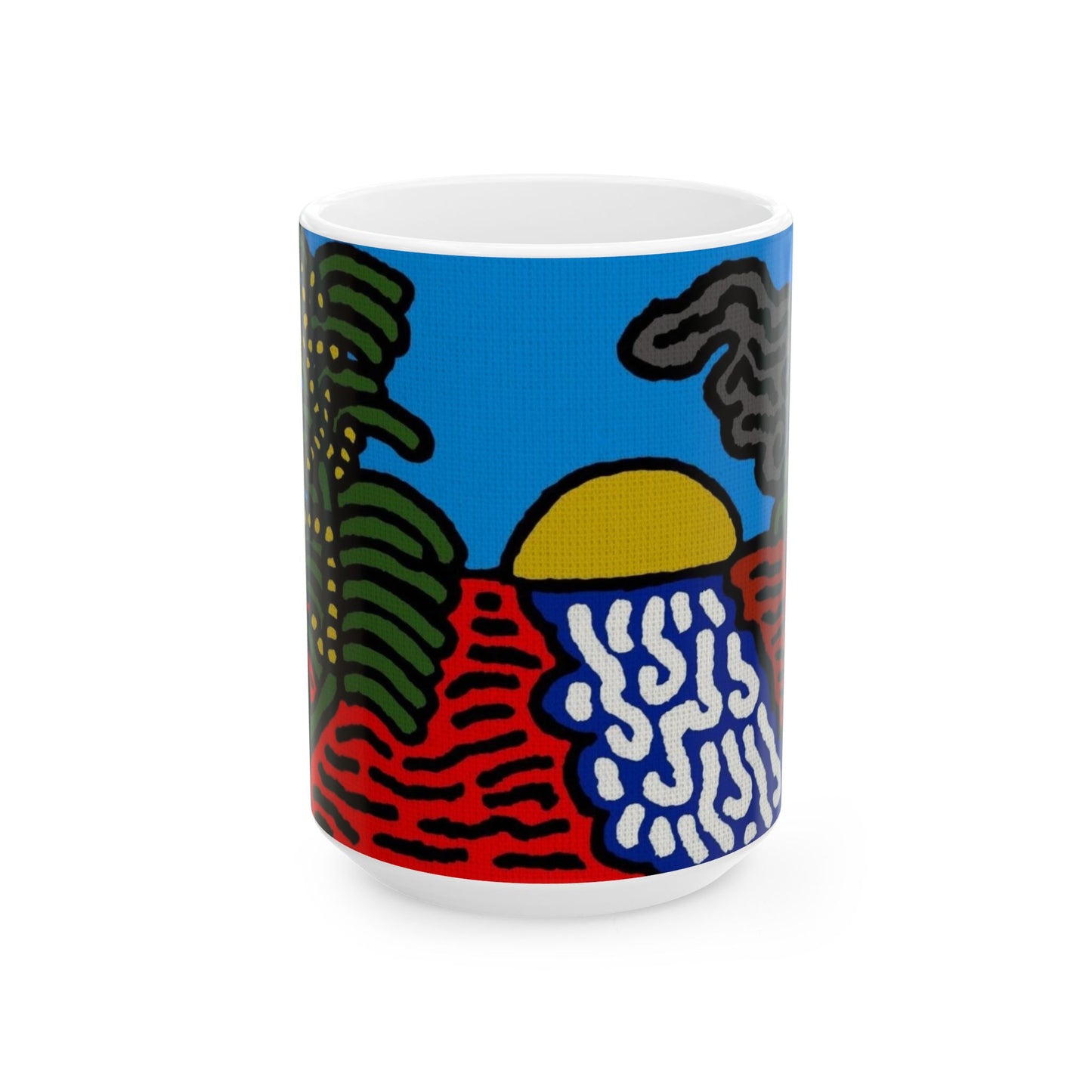 The river that joins the Australian wattle and Lebanese cedar tree in friendship Ceramic Mug
