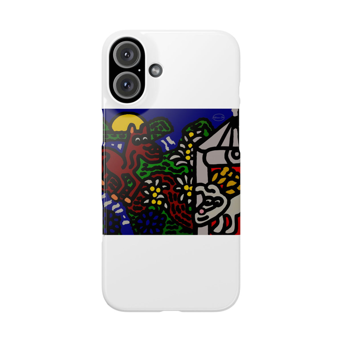 Bunny welcoming a friendly horse on his journey Slim Phone Case