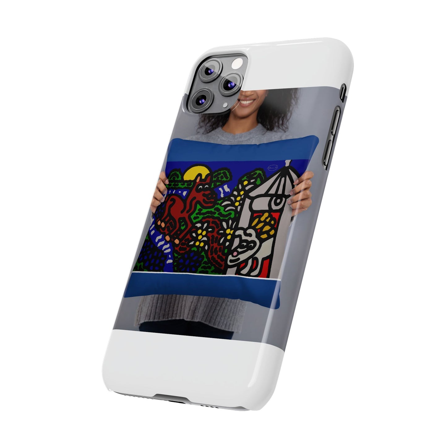 Bunny welcoming a friendly horse on his journey Slim Phone Case
