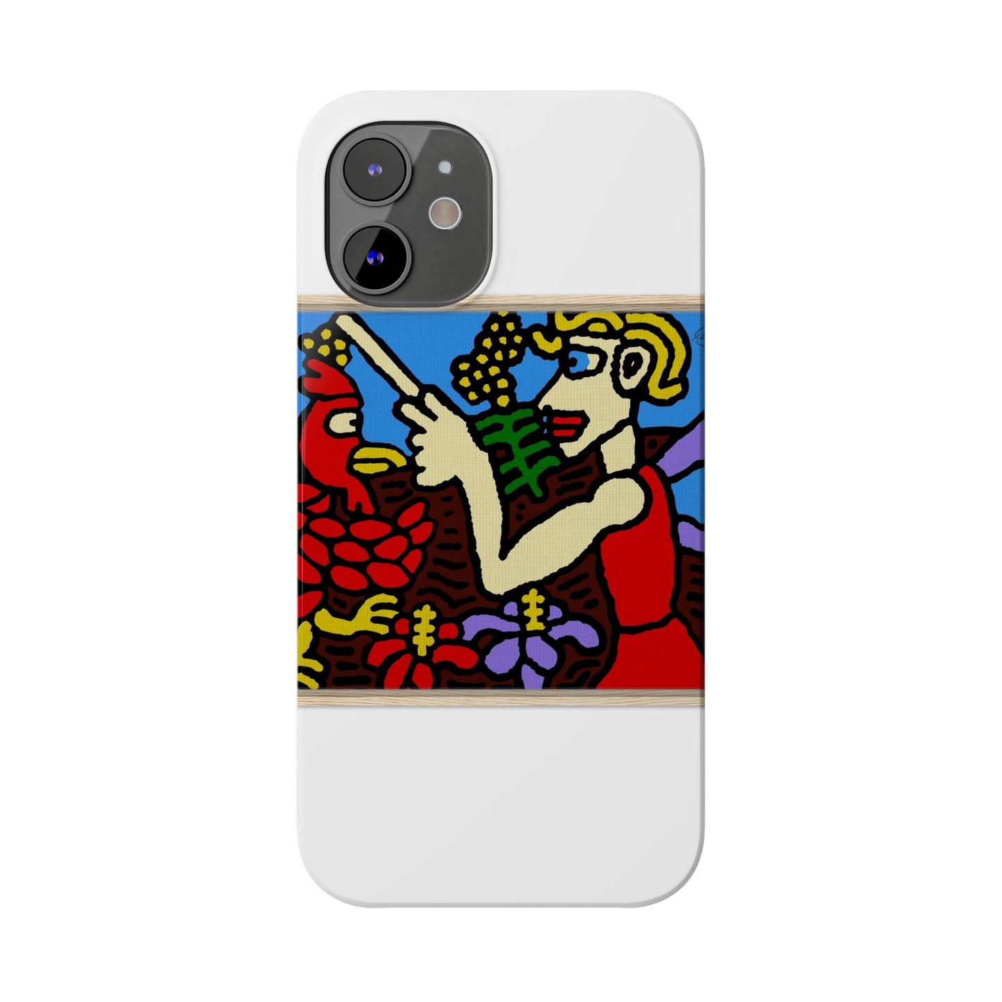 The hen gaining a blessing from a fairy Slim Phone Case