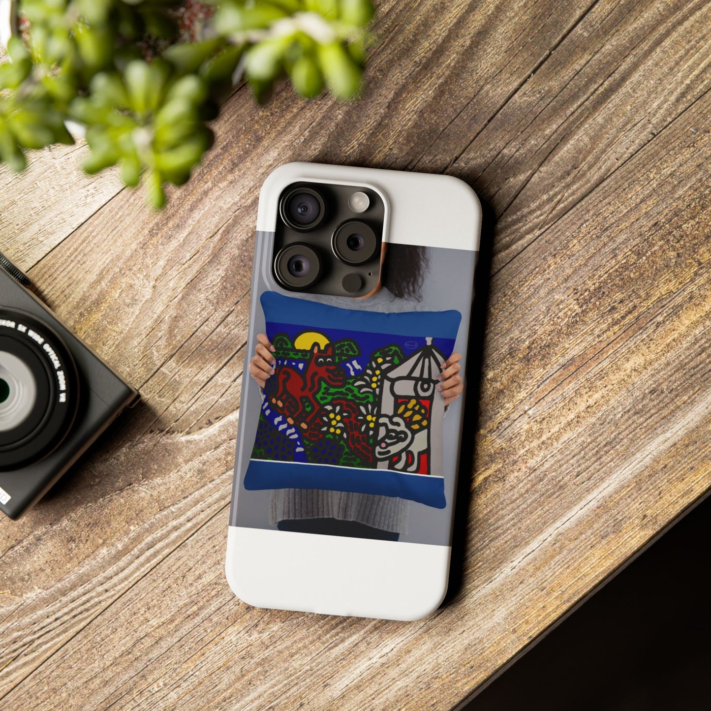 Bunny welcoming a friendly horse on his journey Slim Phone Case