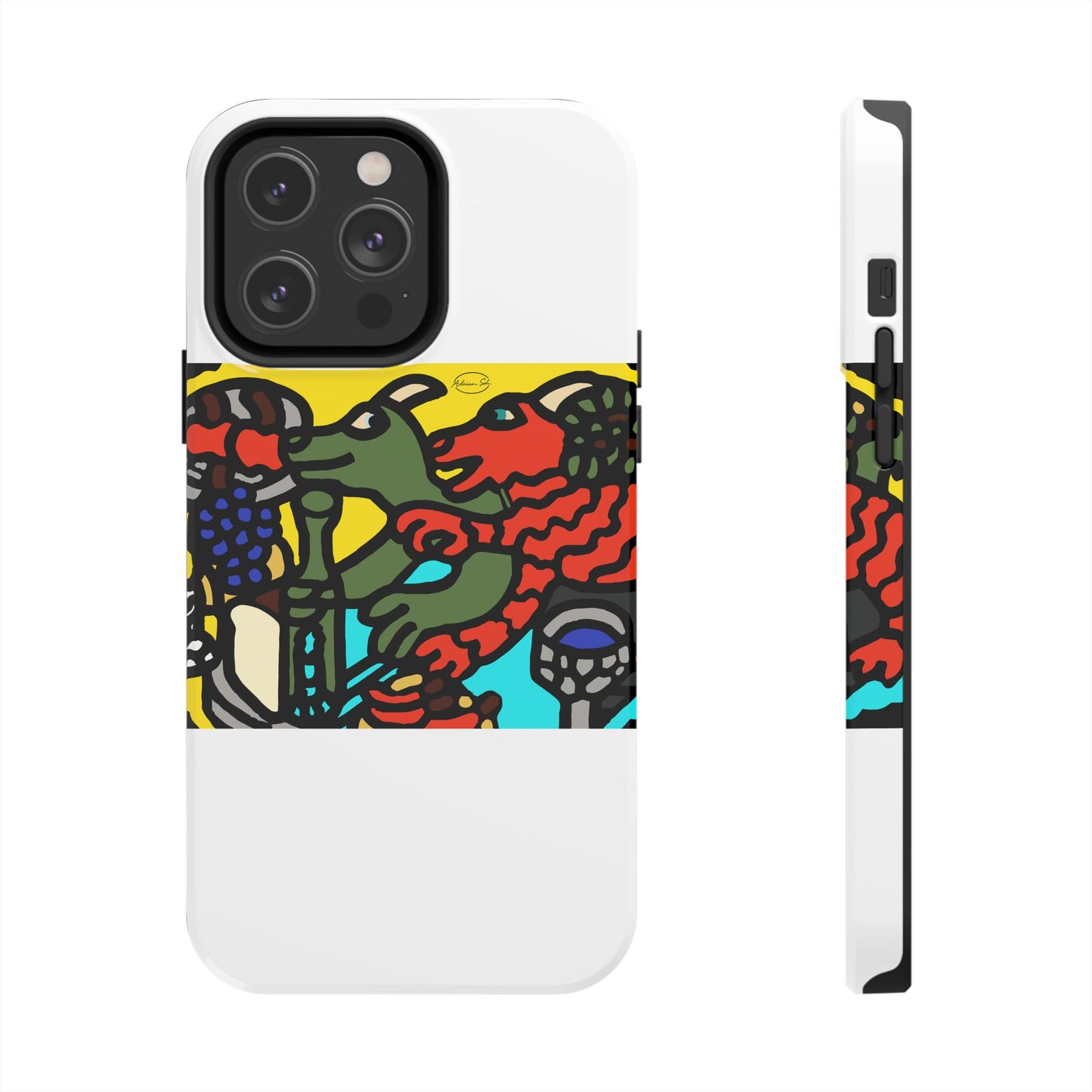 Two dragons enjoying a feast together Tough Phone Case