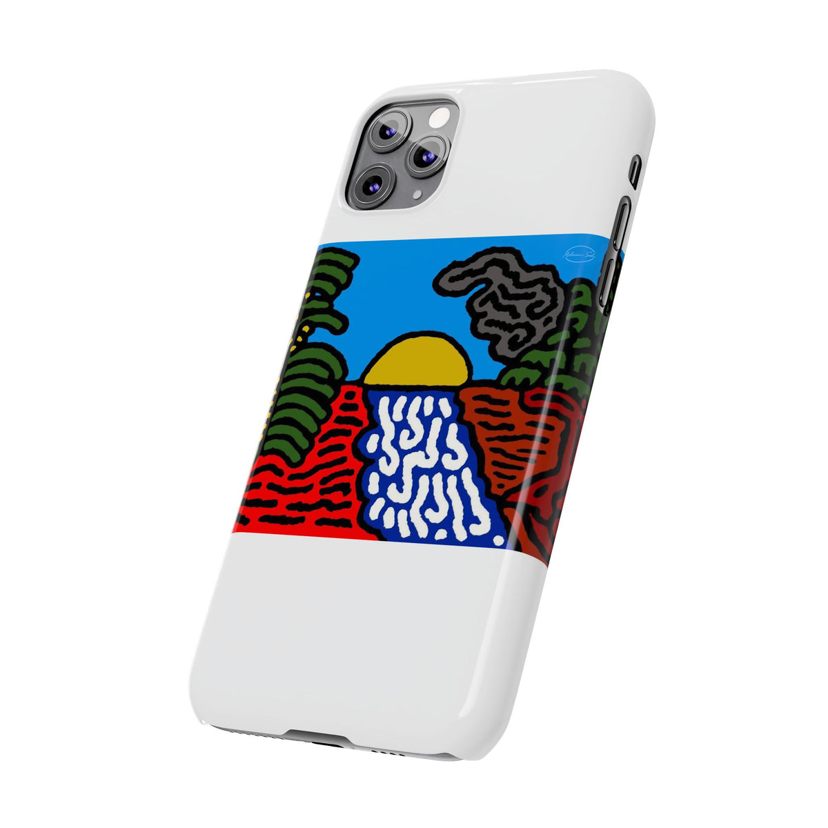 The river that joins the Australian wattle and Lebanese cedar tree in friendship Slim Phone Case