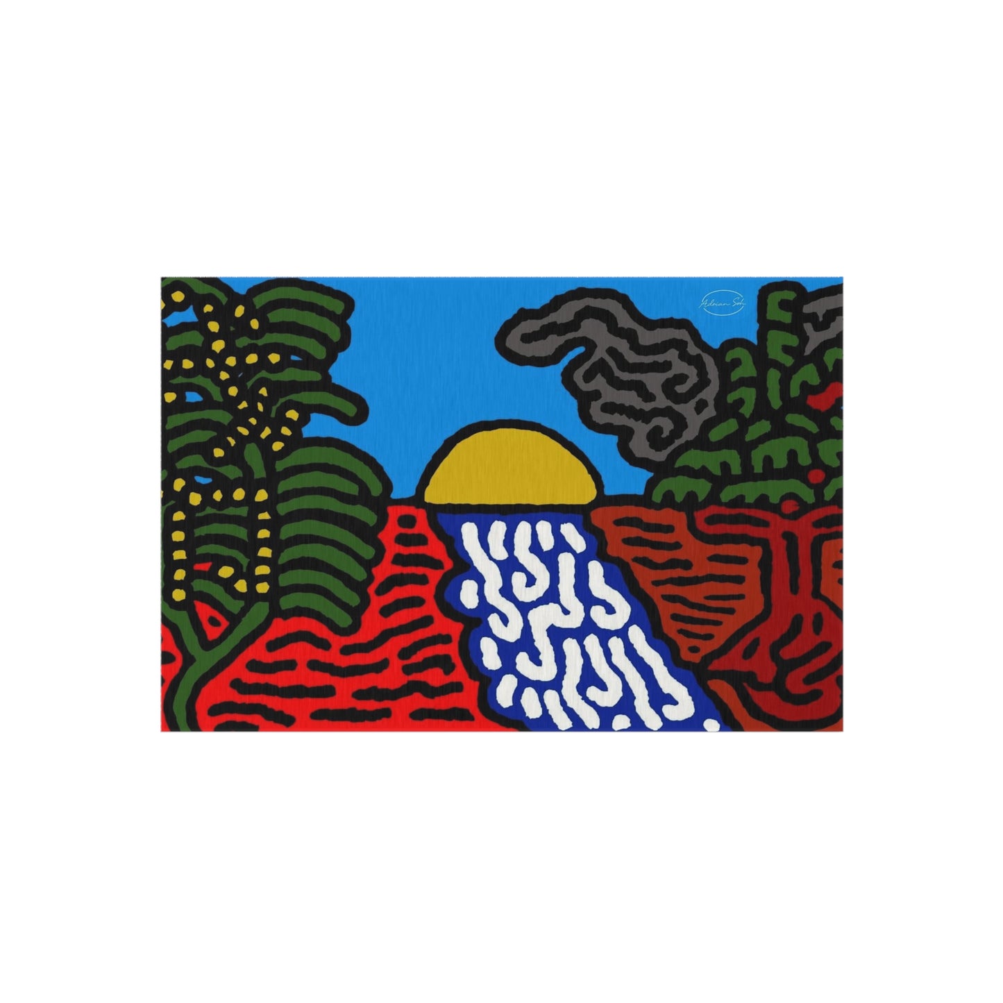 The river that joins the Australian wattle — Outdoor Rug
