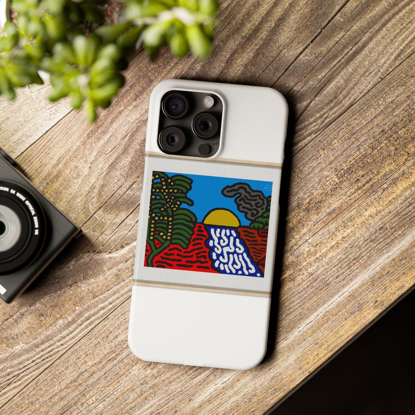 The river that joins the Australian wattle and Lebanese cedar tree in friendship Slim Phone Case
