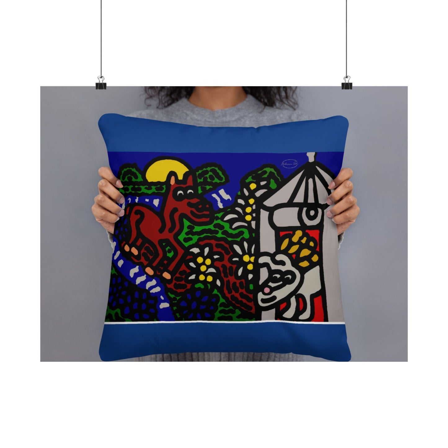 Bunny welcoming a friendly horse on his journey Matte Poster Horizontal (Large)