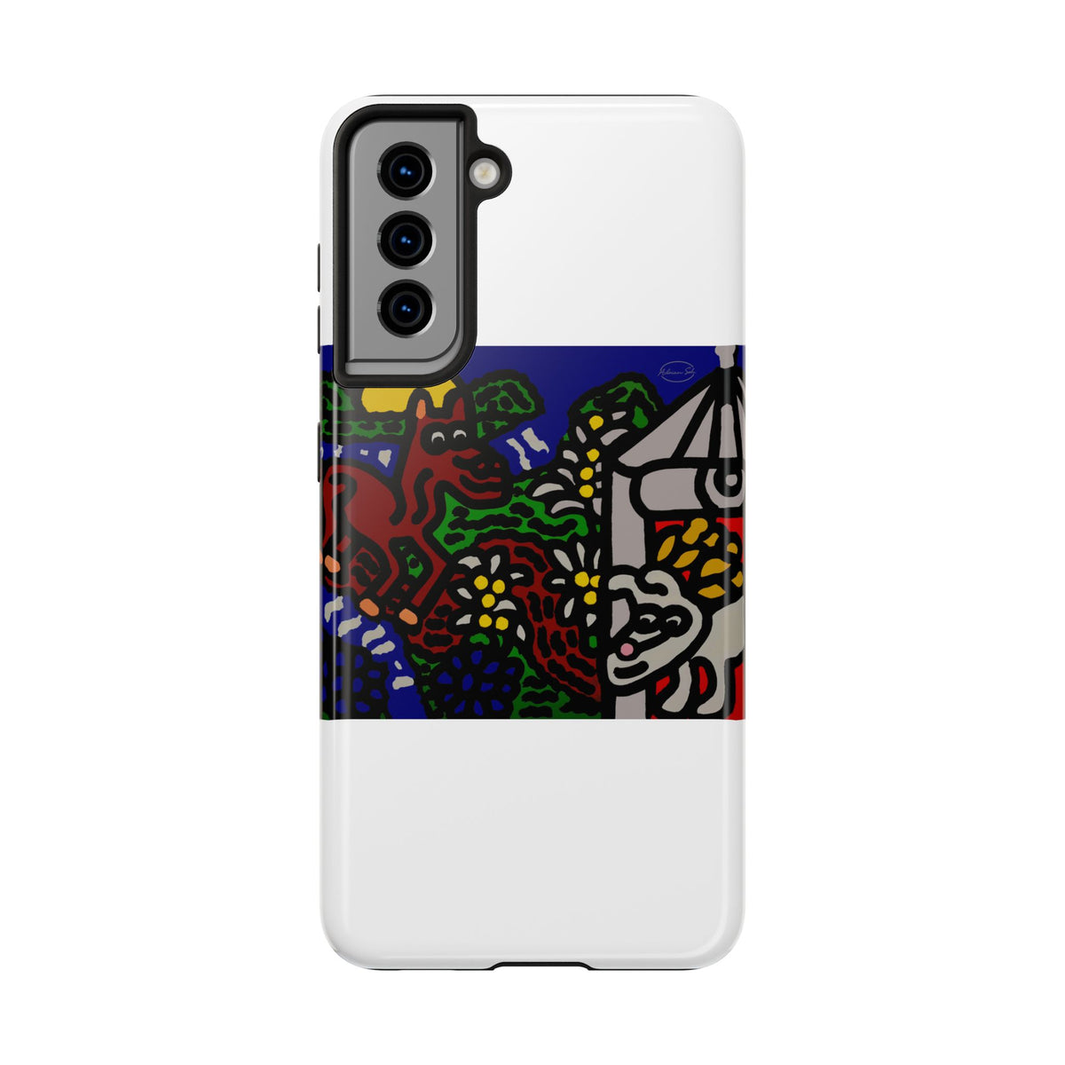 Bunny welcoming a friendly horse on his journey Tough Phone Case