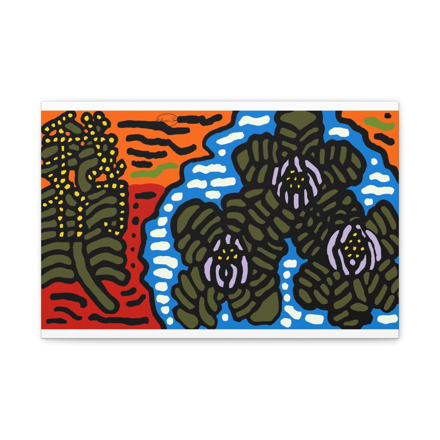 The Sri Lankan water lilies meets the Australian wattle Canvas (Large)