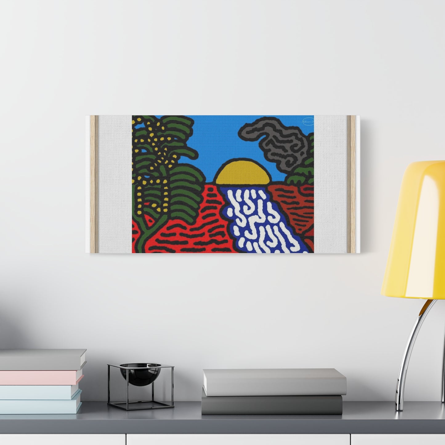 The river that joins the Australian wattle and Lebanese cedar tree in friendship Canvas (Large)
