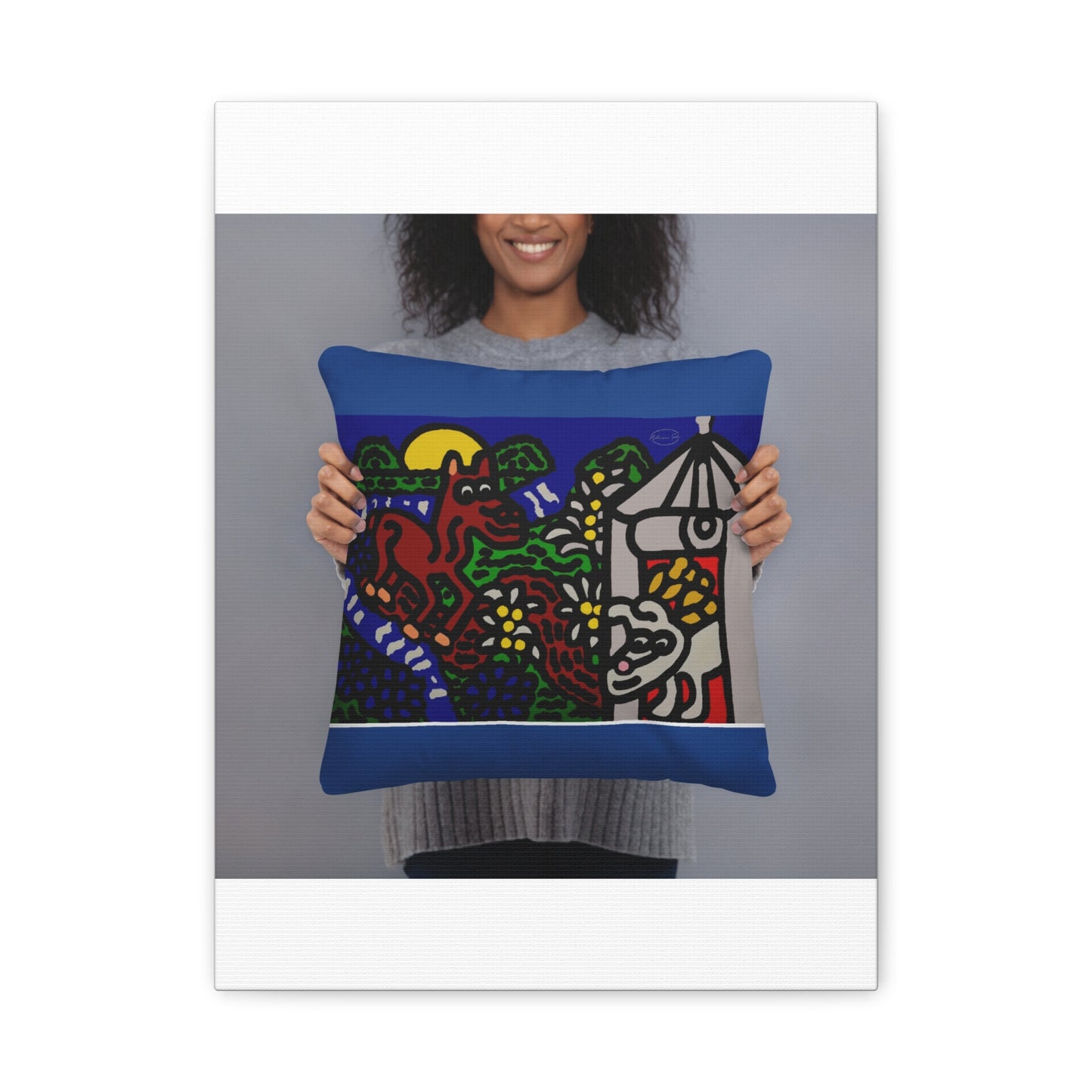 Bunny welcoming a friendly horse on his journey Canvas (Small)