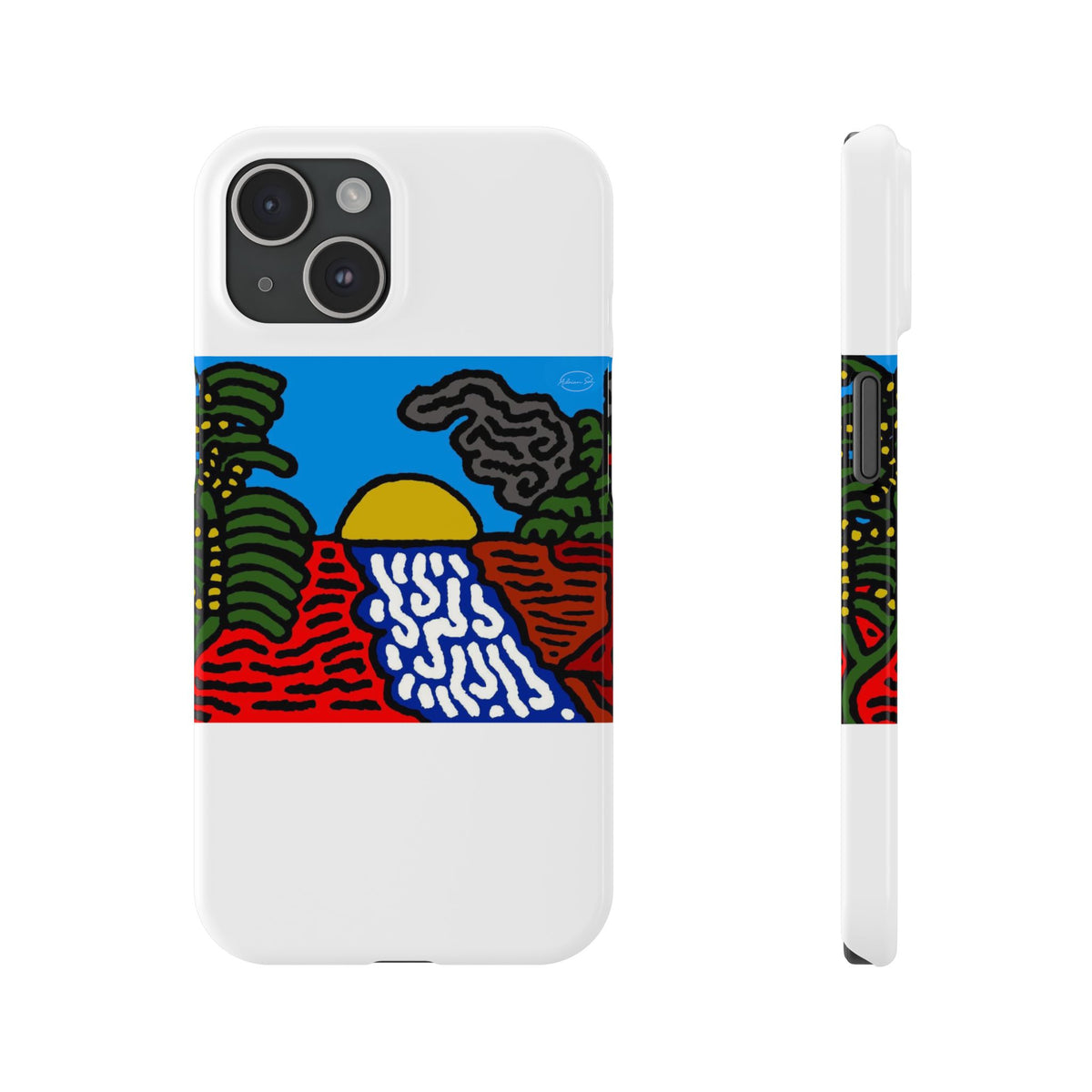 The river that joins the Australian wattle and Lebanese cedar tree in friendship Slim Phone Case