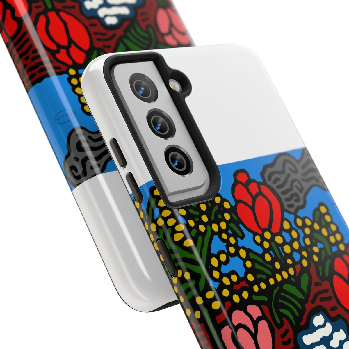 A field of tulips next to a wattle Tough Phone Case