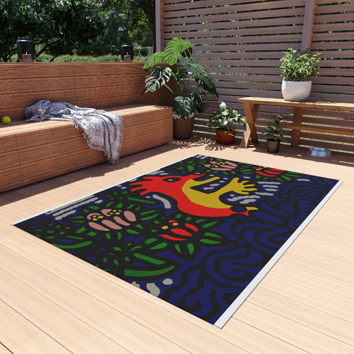 Breaking through the surface of a lotus pond — Outdoor Rug
