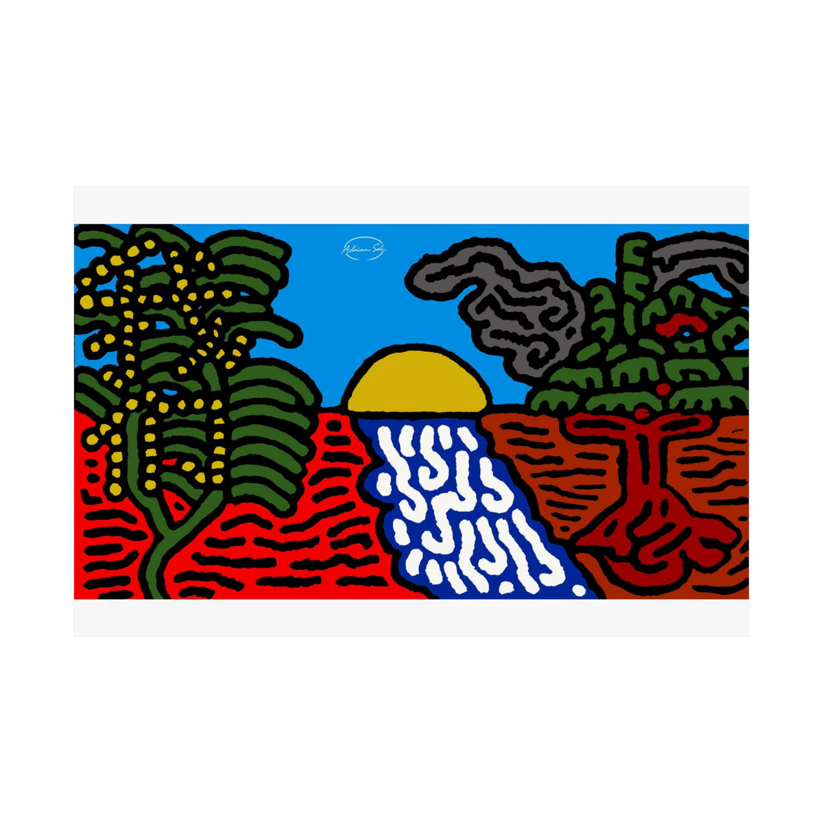 The river that joins the Australian wattle and Lebanese cedar tree in friendship Matte Poster Horizontal (Large)