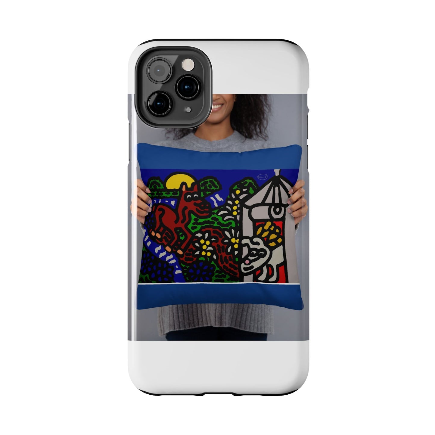 Bunny welcoming a friendly horse on his journey Tough Phone Case