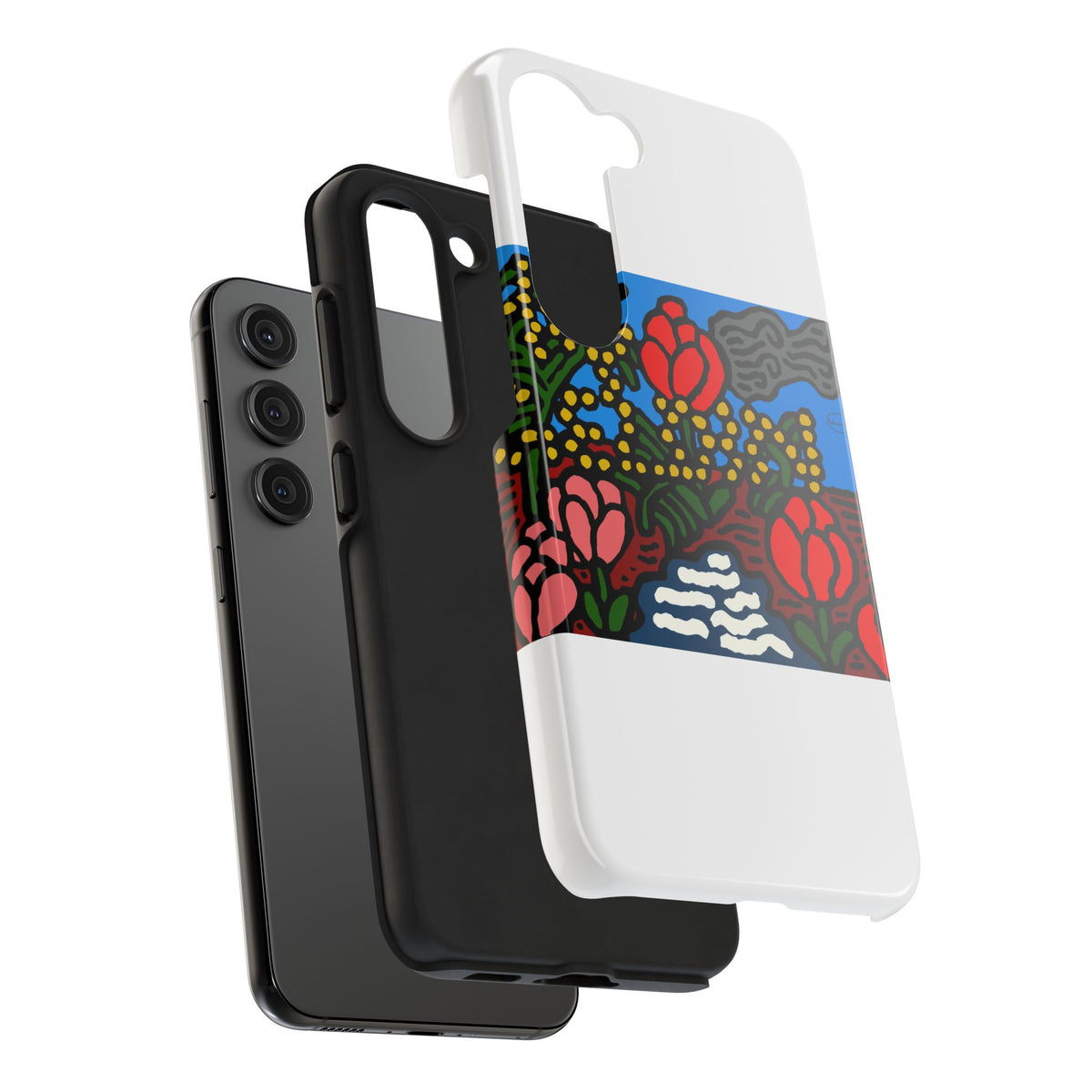 A field of tulips next to a wattle Tough Phone Case
