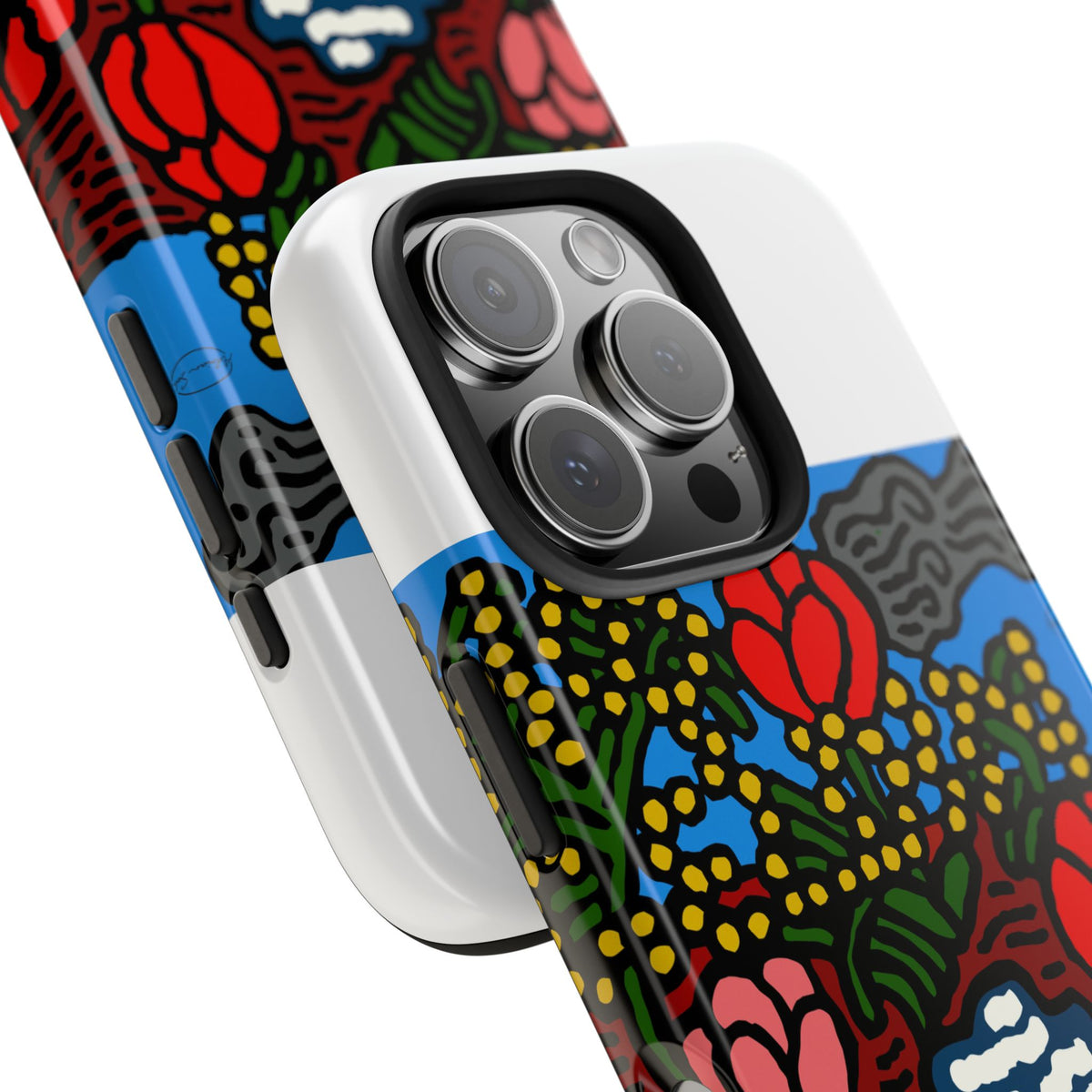 A field of tulips next to a wattle Tough Phone Case
