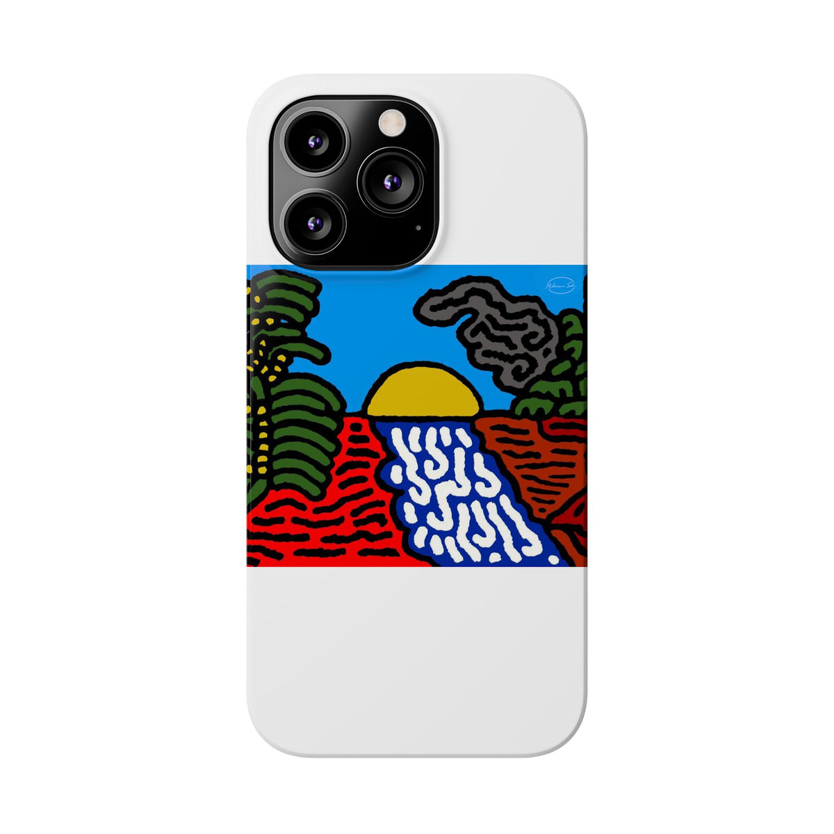 The river that joins the Australian wattle and Lebanese cedar tree in friendship Slim Phone Case