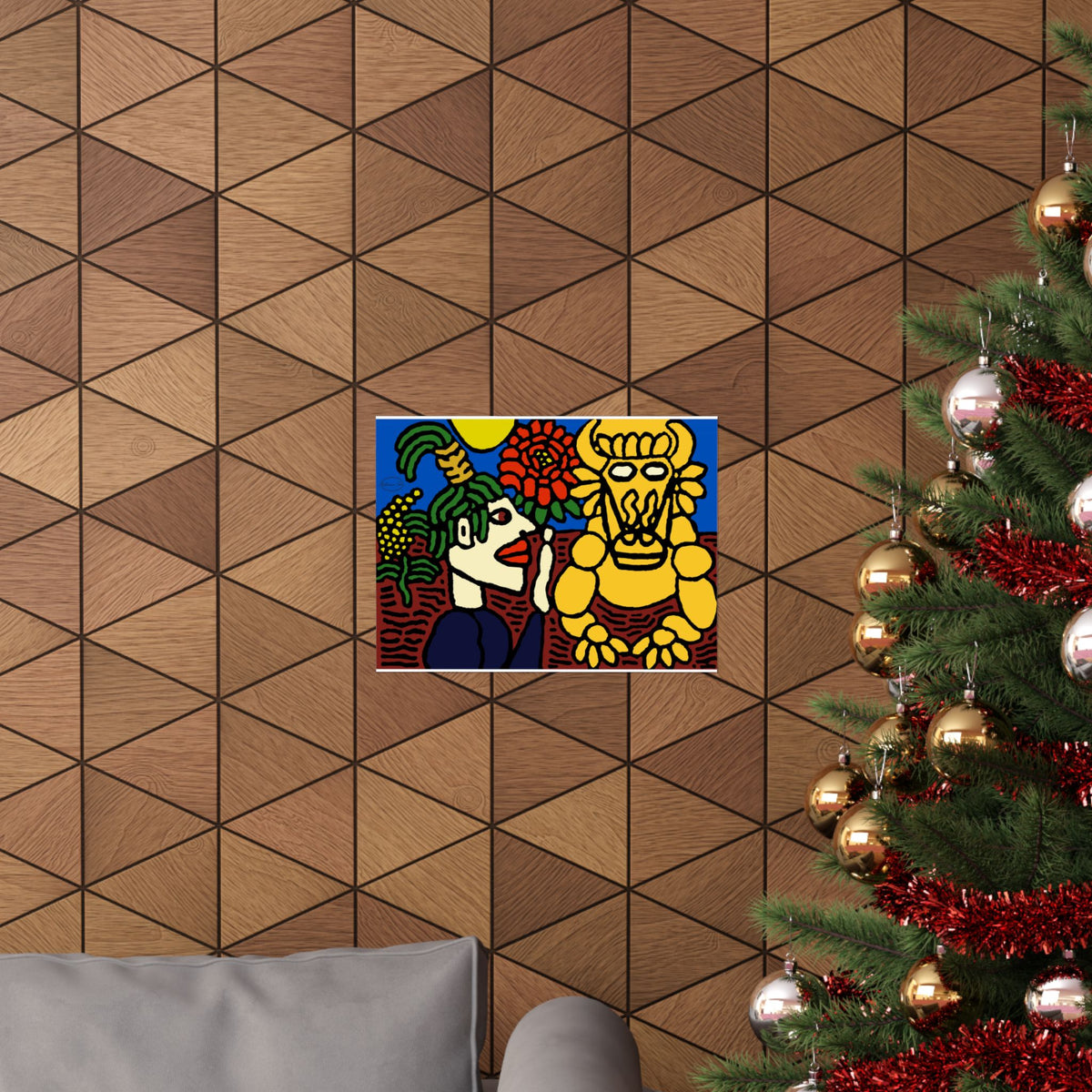 The warrior hailing the mighty golden dragon Matte Poster Horizontal (Small)