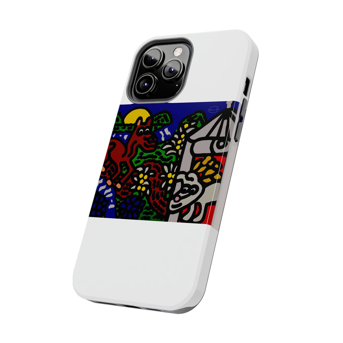 Bunny welcoming a friendly horse on his journey Tough Phone Case